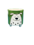 Footed Pen Pot - Green Dog