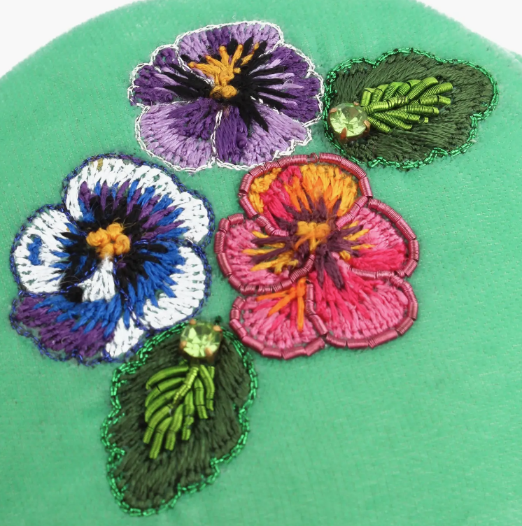 Pansy Beaded Compact Mirror