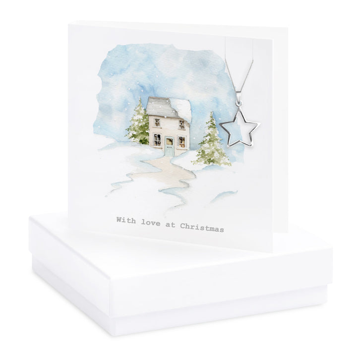 Silver Star Necklace on Christmas Card