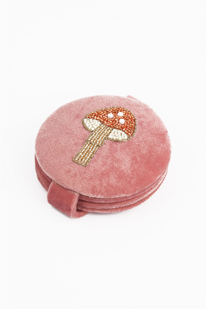 Copper Mushroom Beaded Compact Mirror