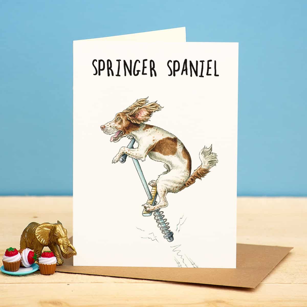 Springer Spaniel Punny Greetings Card