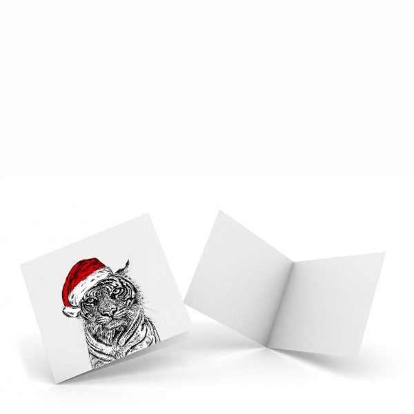 Christmas Tiger Pack Of 4 Note Cards