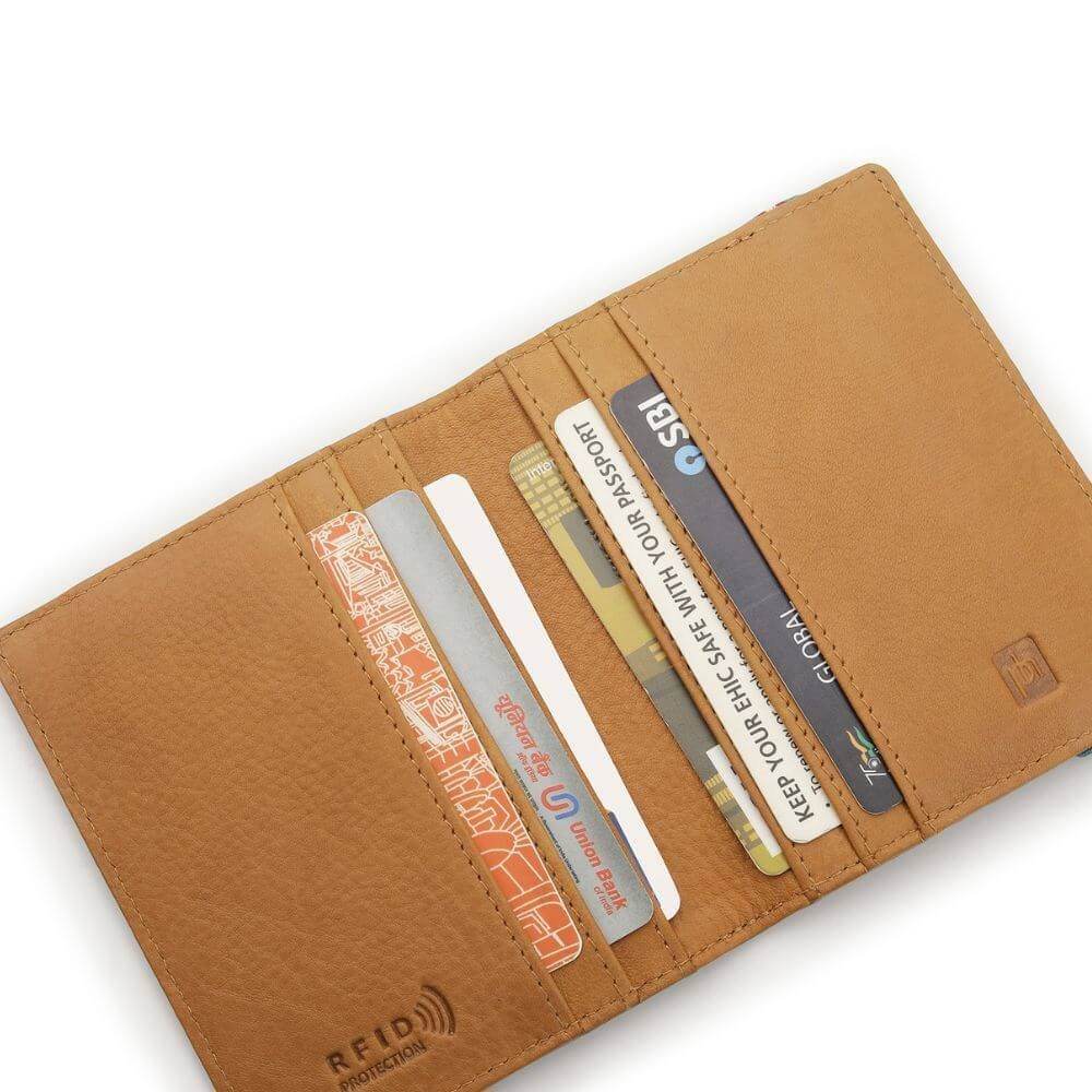 Slim Leather Card Holder Wallet with RFID Elliot Hudson - Cognac