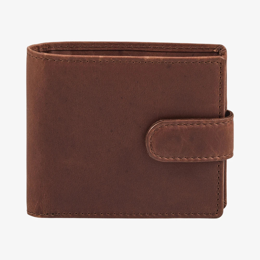 Premium Oil Leather Men's Flap Over Wallet with Card Slots & Coin Pocket