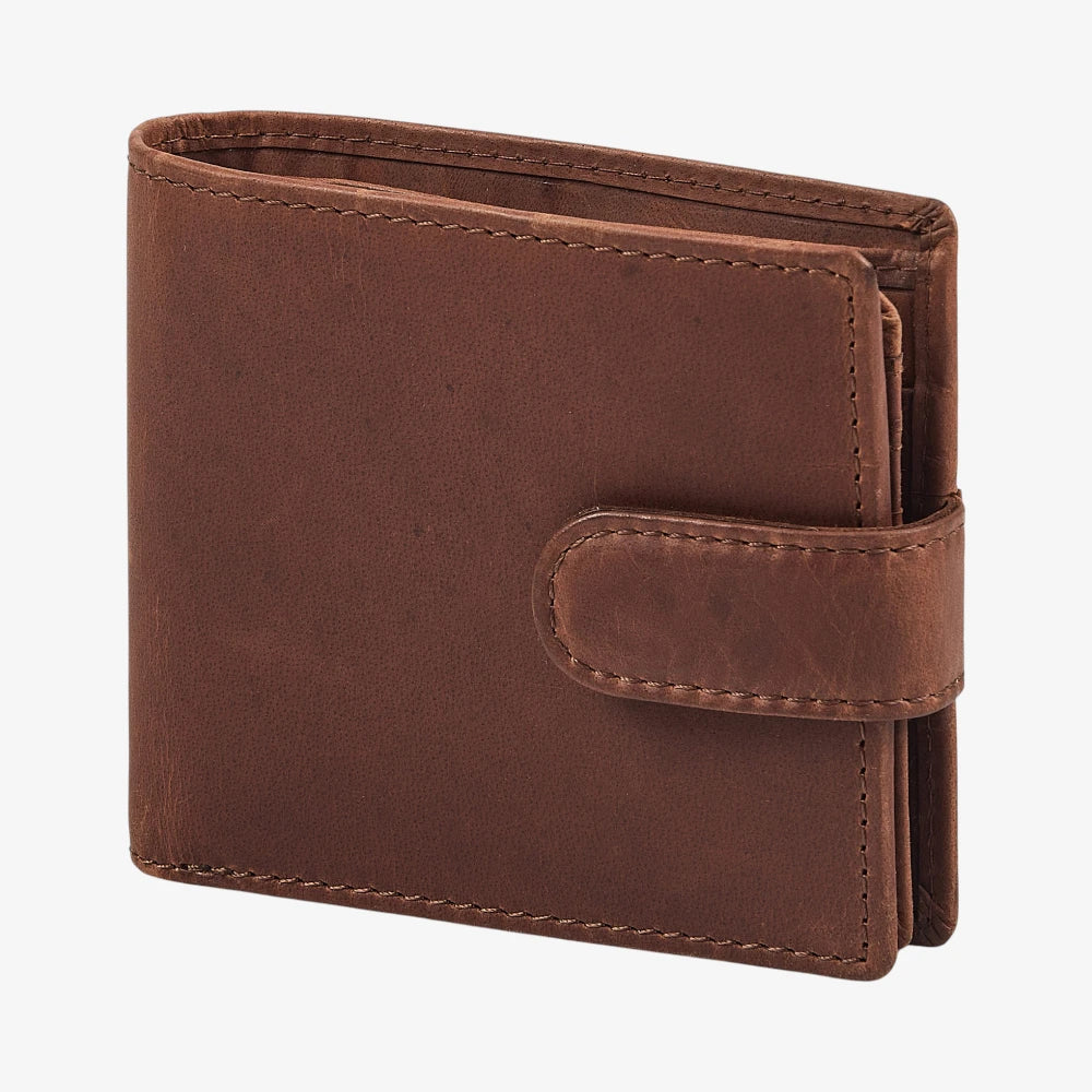 Premium Oil Leather Men's Flap Over Wallet with Card Slots & Coin Pocket