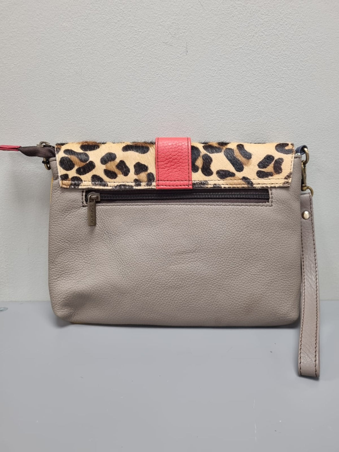 Saddle Leather Cross Body Bag -Mustard & Animal Print