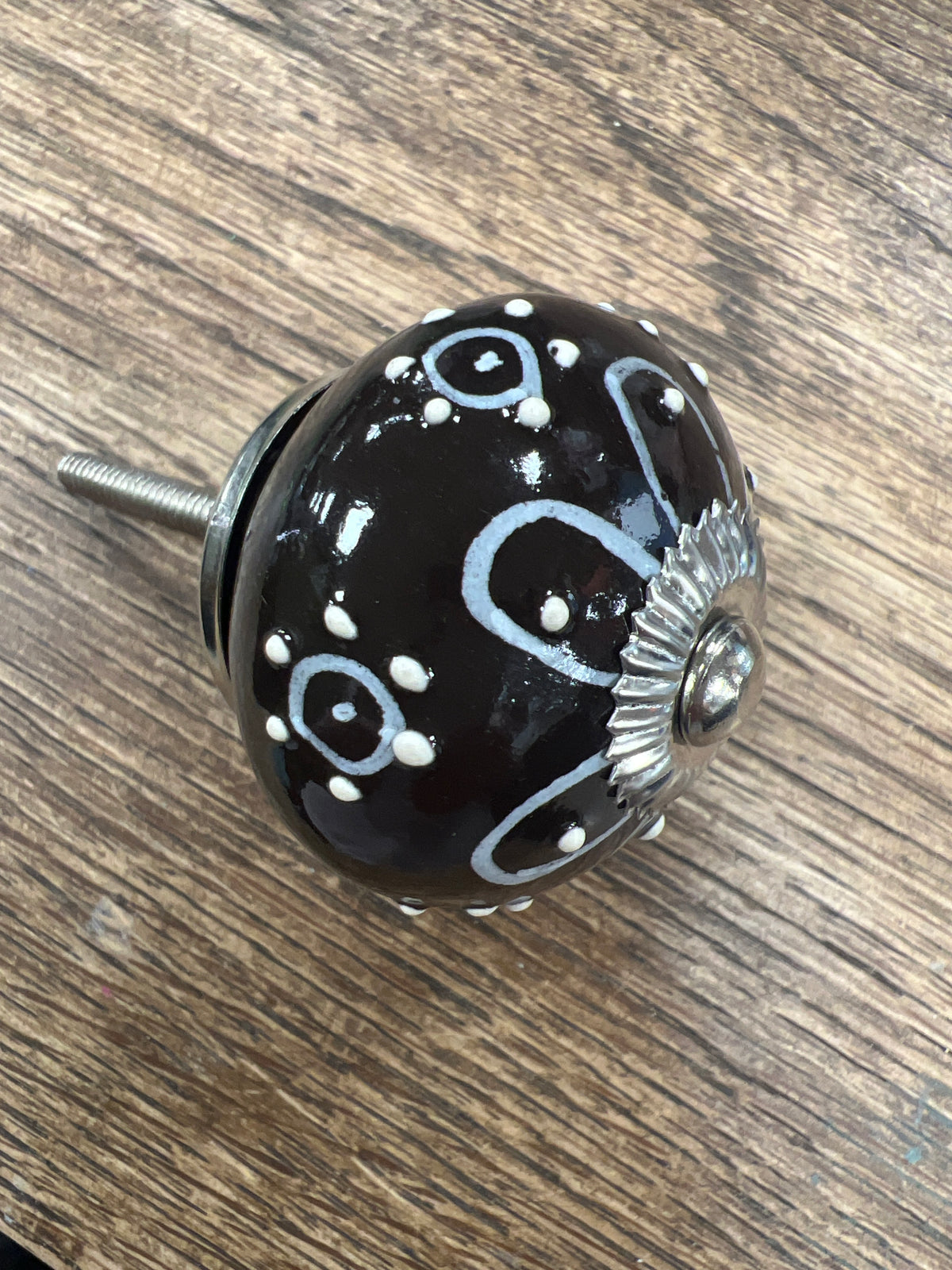 Brown Flower Pattern Round Knob