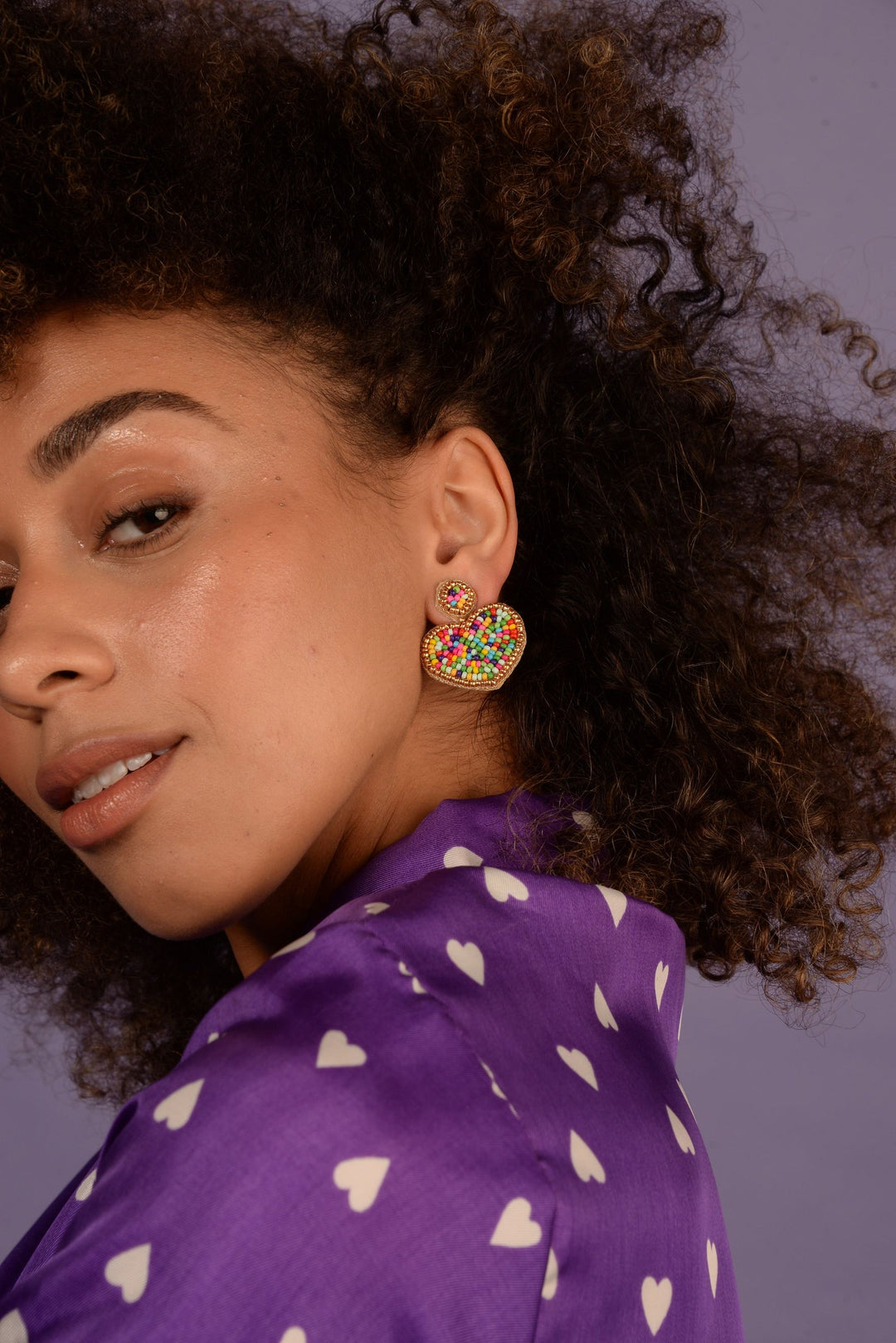 Confetti Beaded Heart Earrings