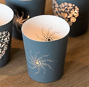 Grey and White Swirl Votive