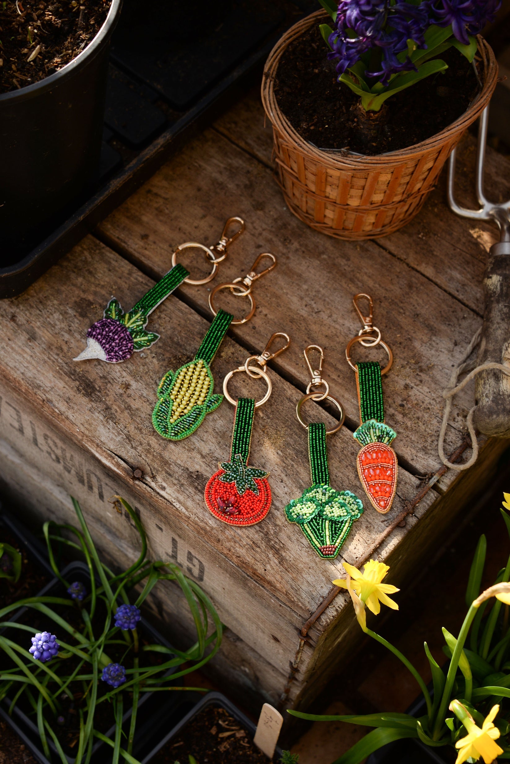 Sweetcorn Beaded Keyring/Bag Charm