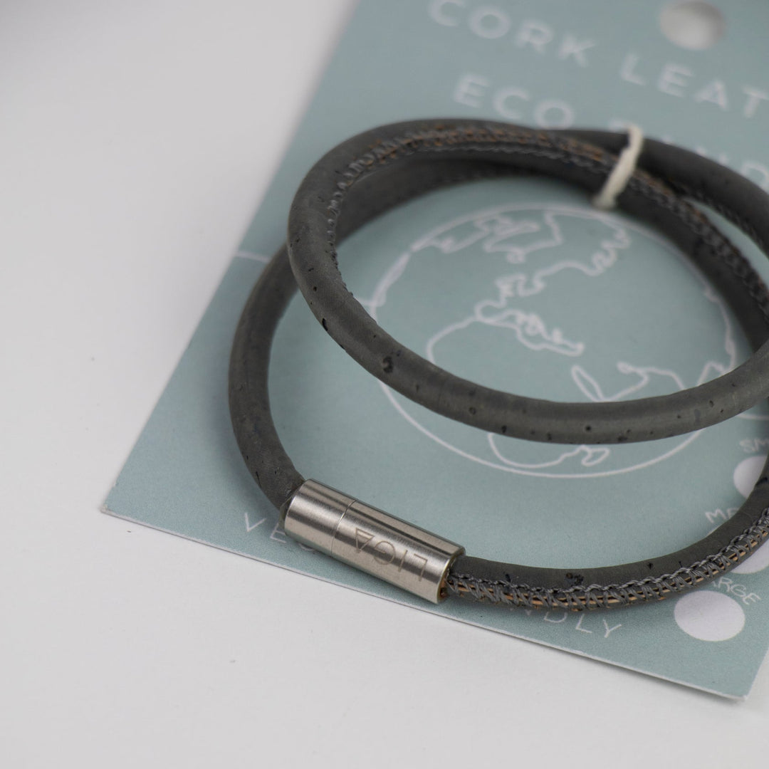 Cork Leather Double Eco Band - Grey