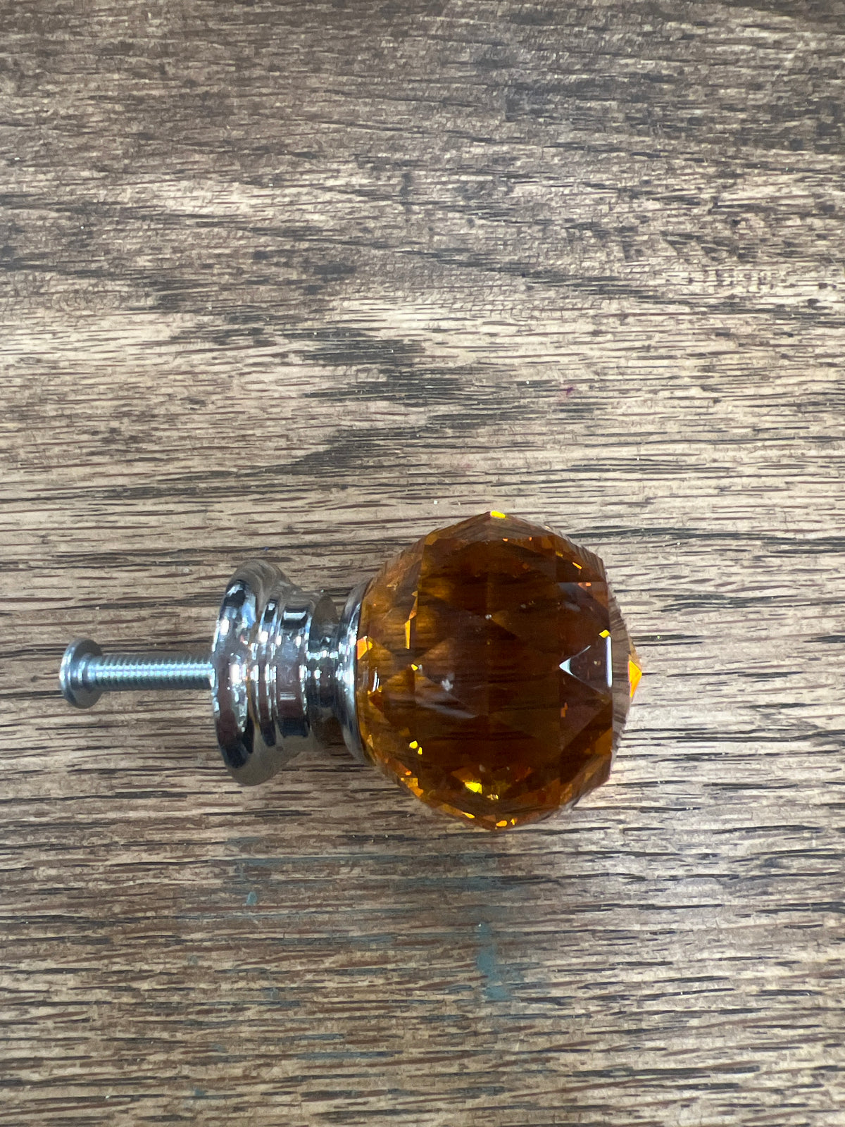 Glass Facet Crystal Drawer Knob -Amber