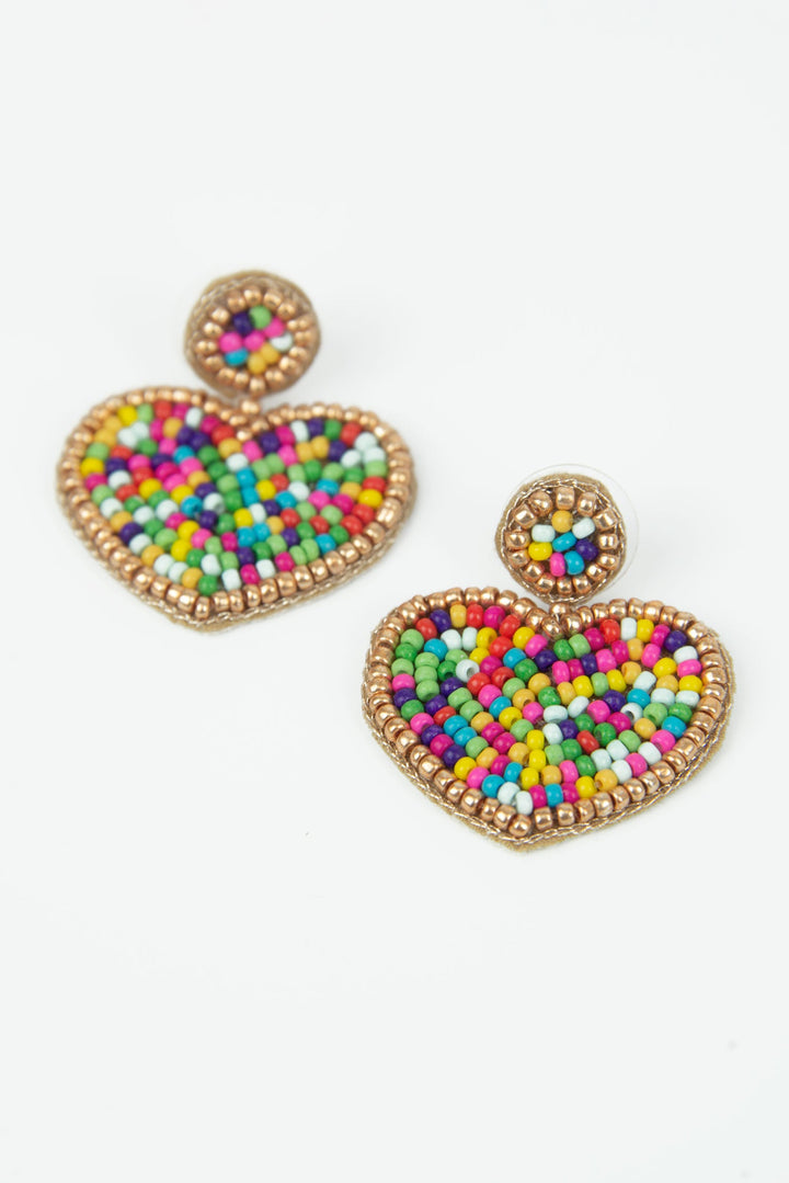 Confetti Beaded Heart Earrings