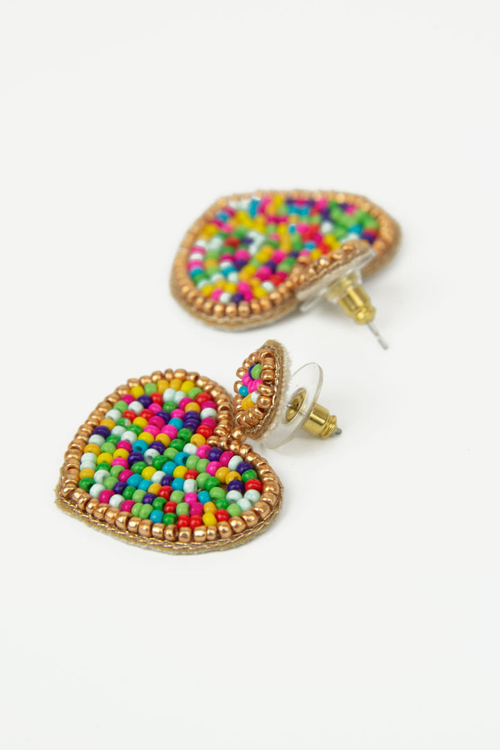 Confetti Beaded Heart Earrings