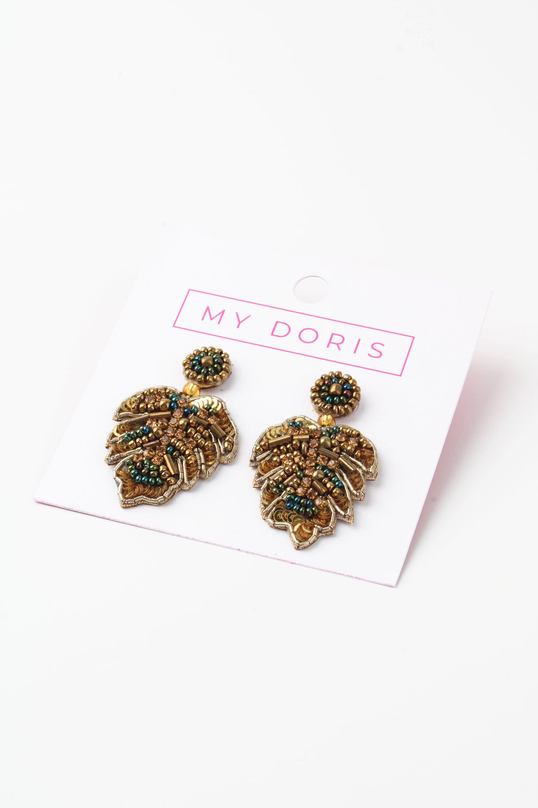 Mini Gold Monstera Leaf Earrings