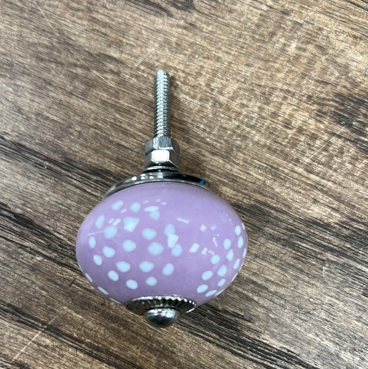 Lilac With White Dots Knob