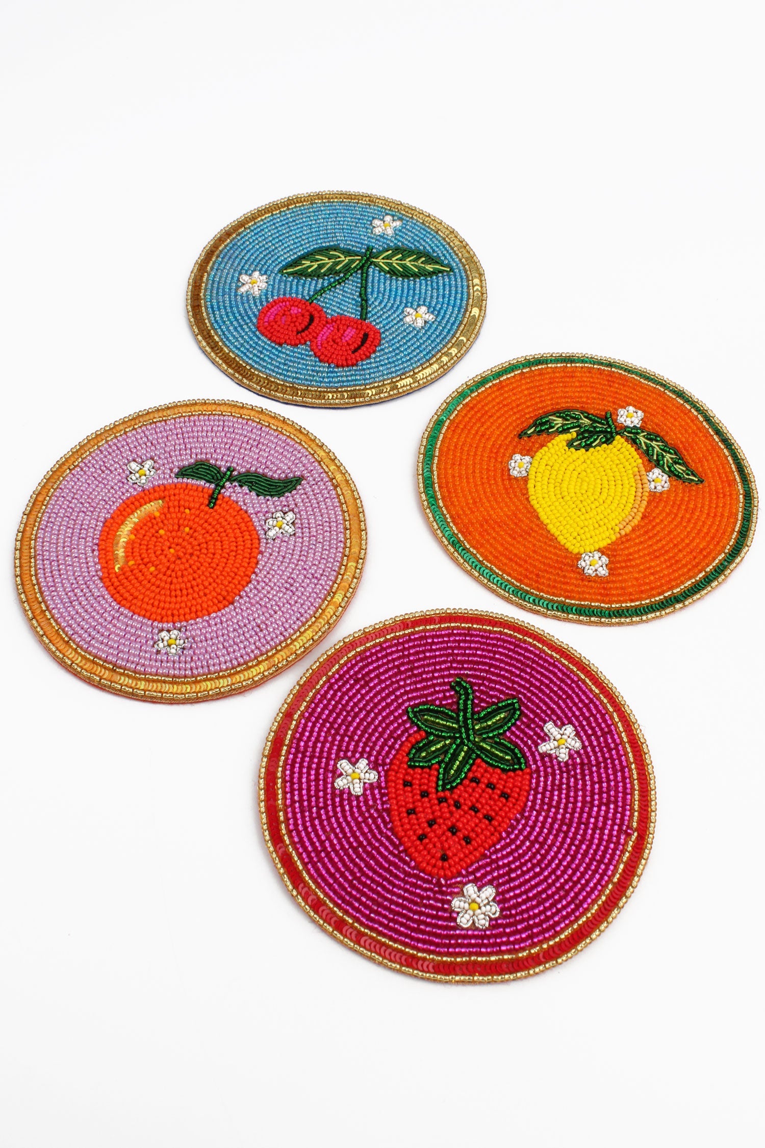 Fruit Motif Beaded Coaster