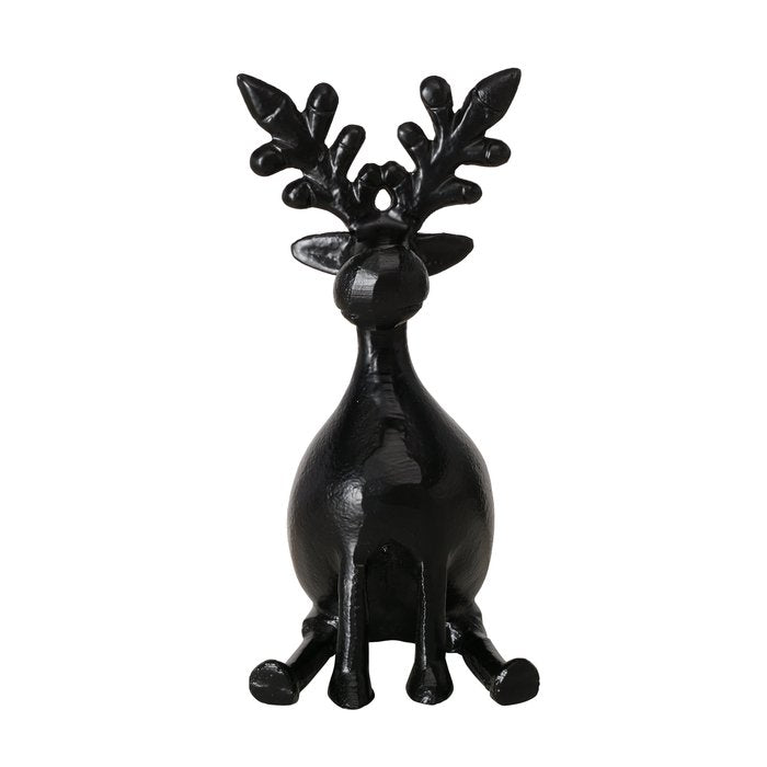 Sitting Reindeer Figurine - Tarnow Black