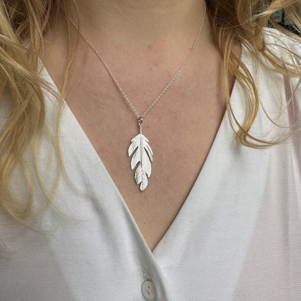 Large Feather Drop Necklace