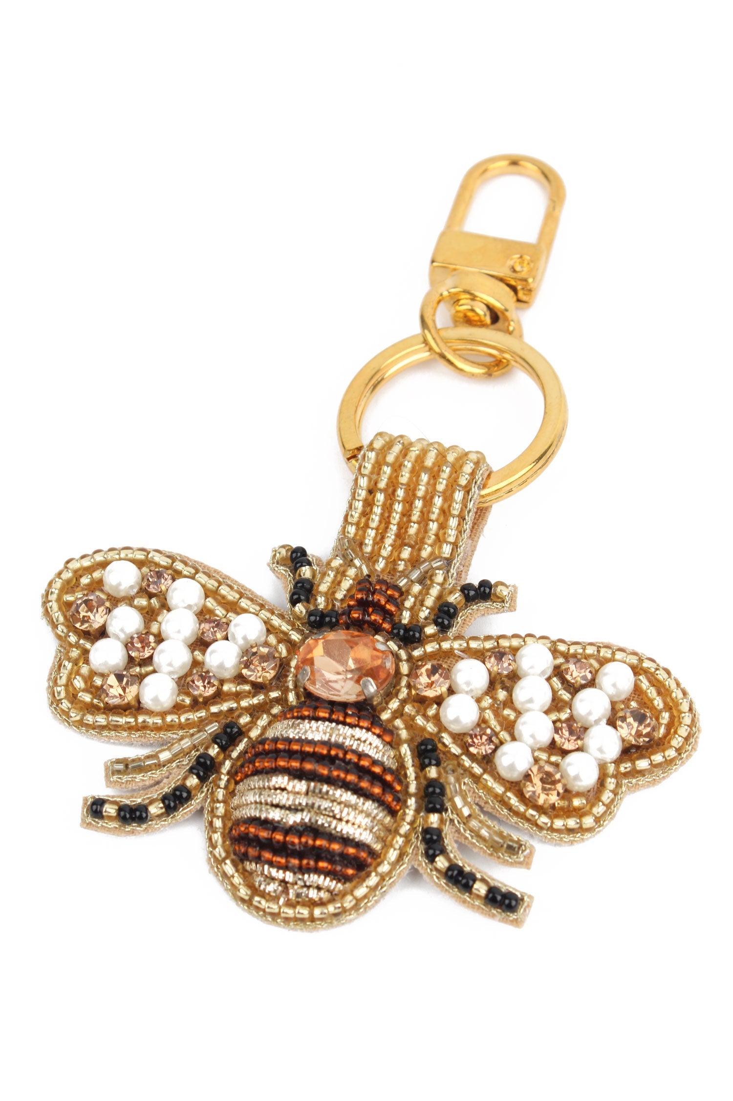 Golden Bee Beaded Keyring