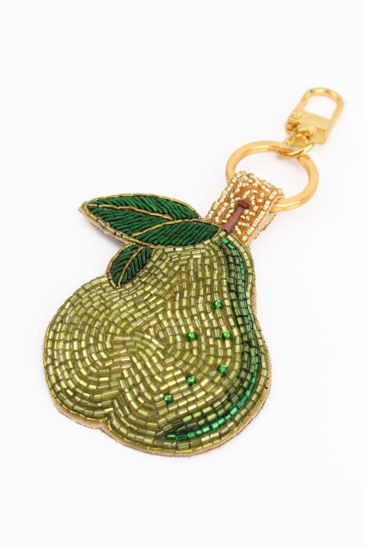 Green Pear Beaded Keyring