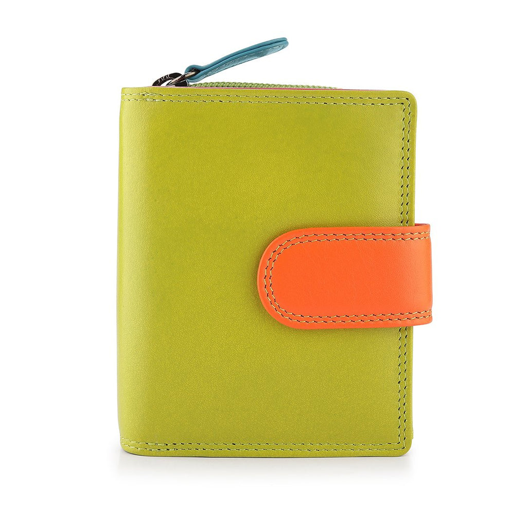 Soft Colourful Leather Trifold Purse - Camellia London / Green-Multi