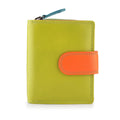 Soft Colourful Leather Trifold Purse - Camellia London / Green-Multi