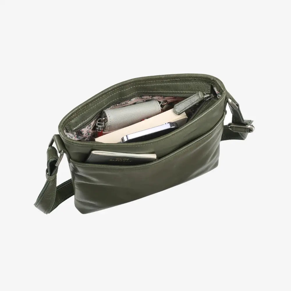 Velura Large Real Leather Crossbody Bag