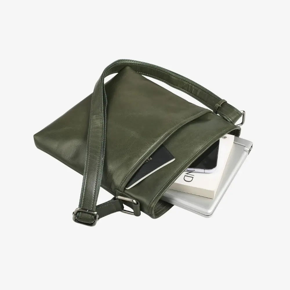 Velura Large Real Leather Crossbody Bag