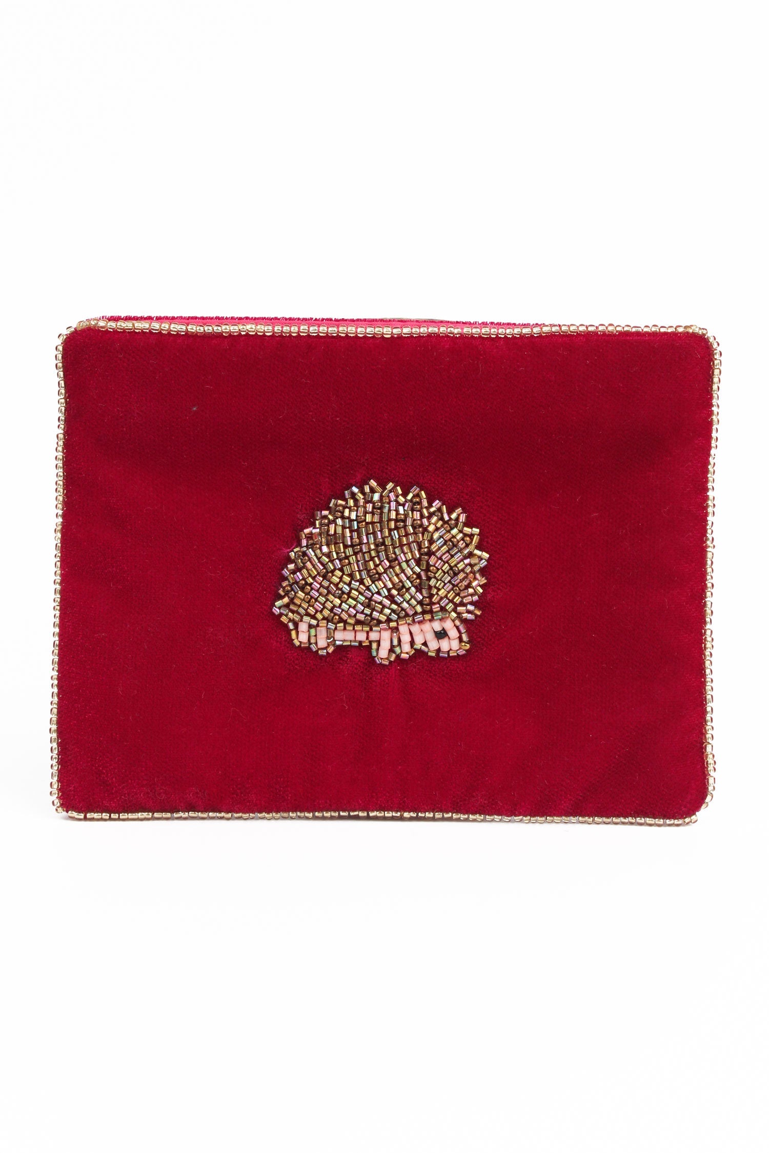 Hedgehog Motif Velvet Purse