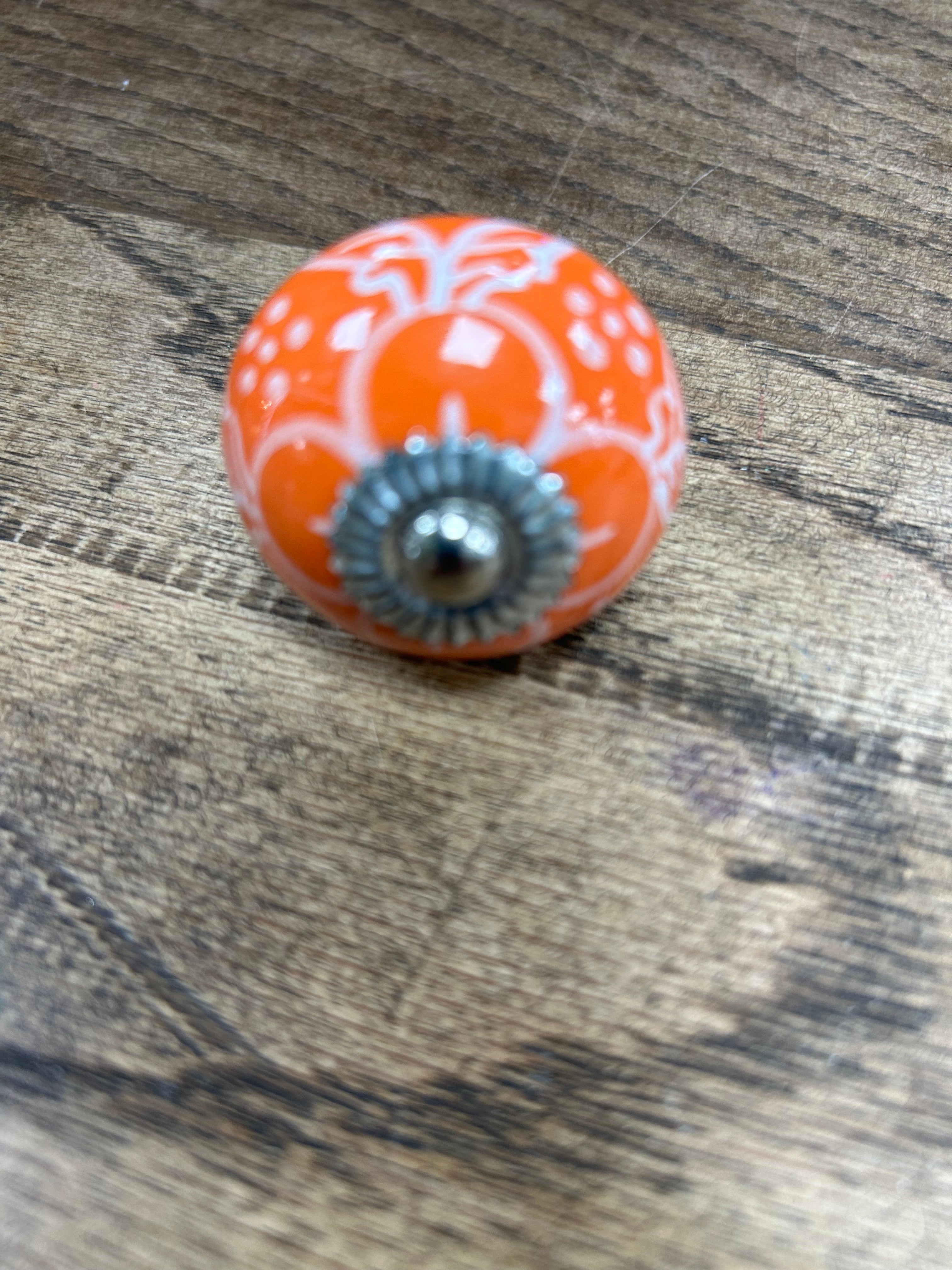 Orange White Pattern Knob