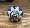 White with Blue Hearts Knob