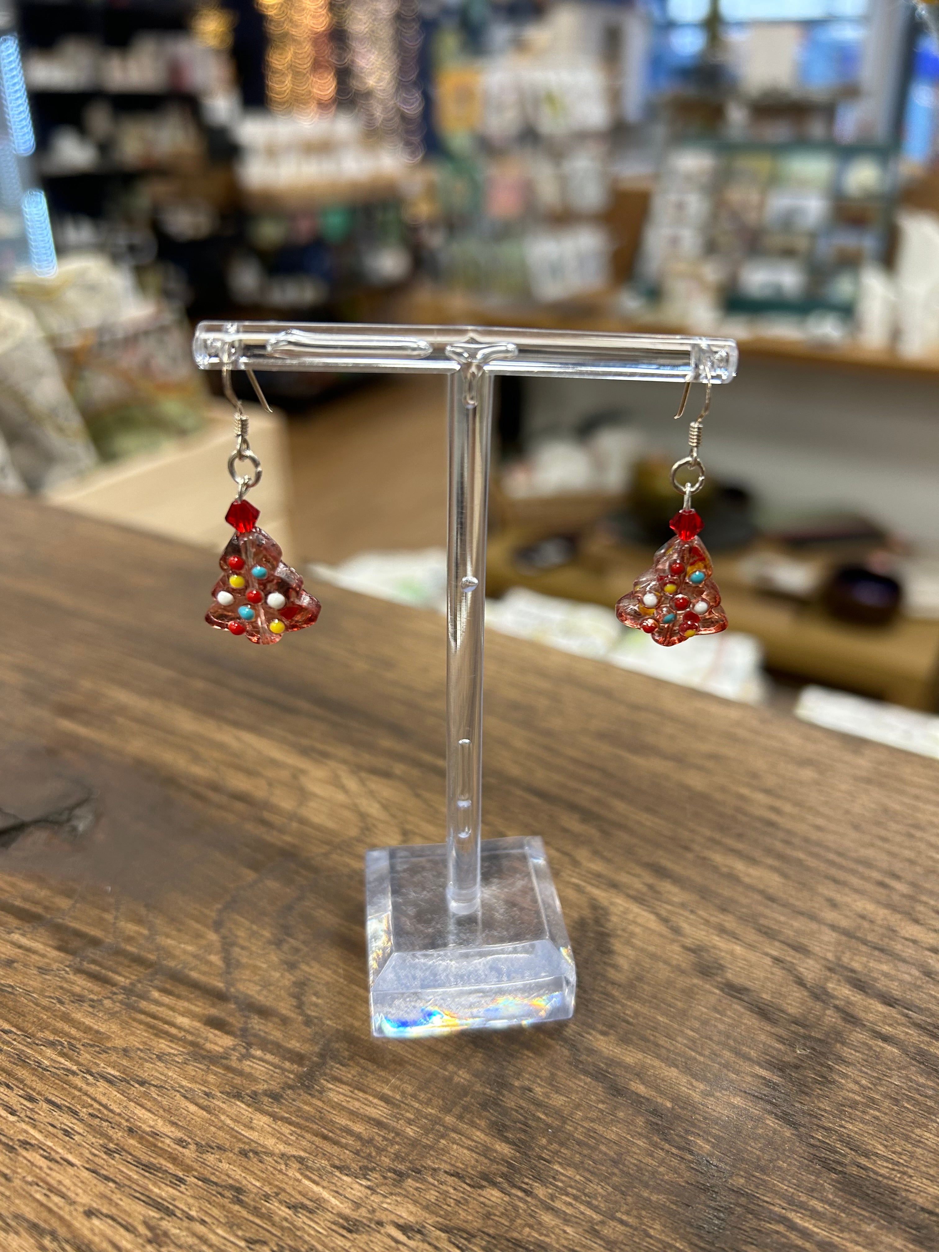 Christmas Tree Earrings (Red)