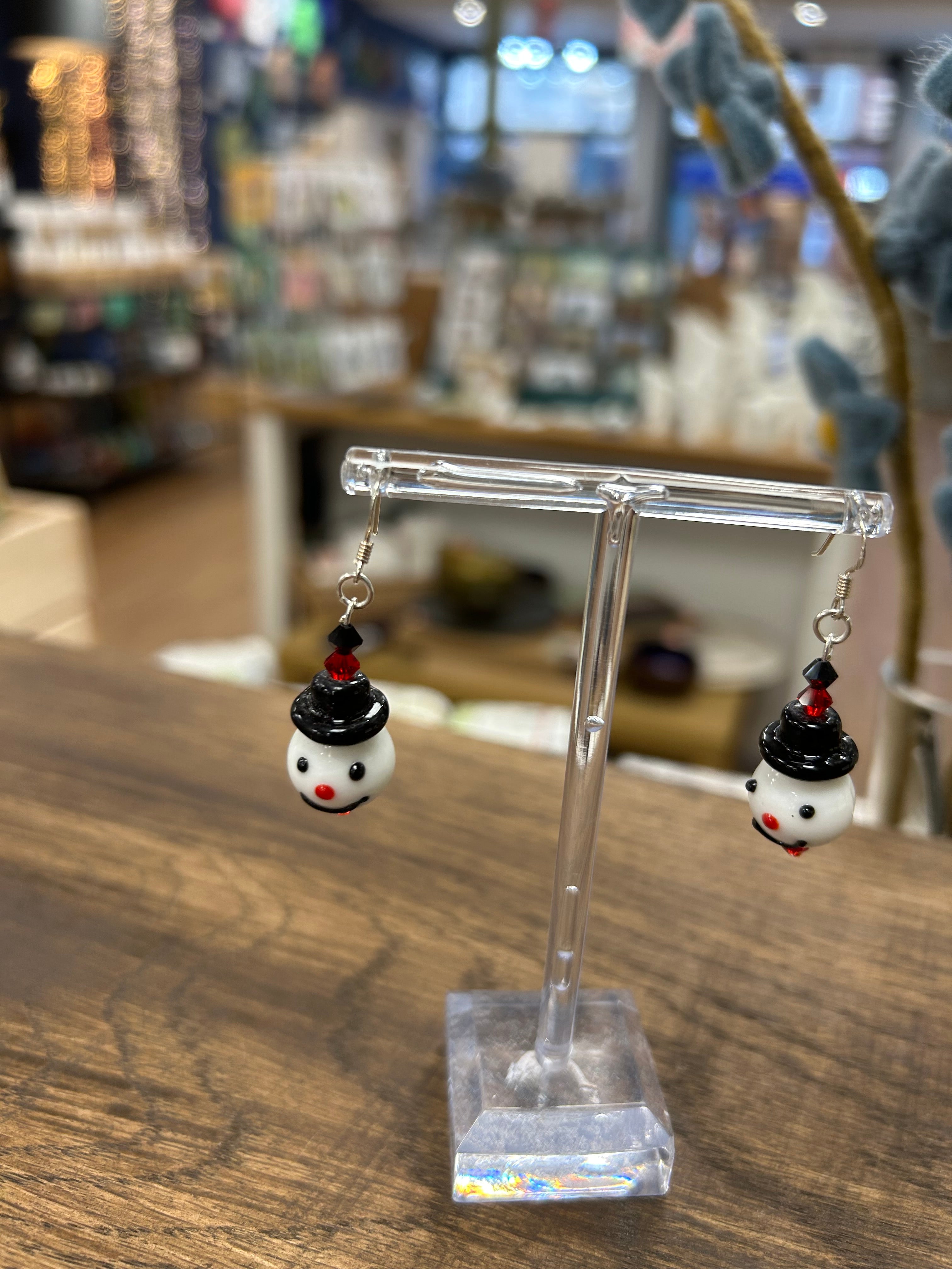 Happy Face Snowman Earrings
