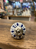 White and Blue Patterned Knob