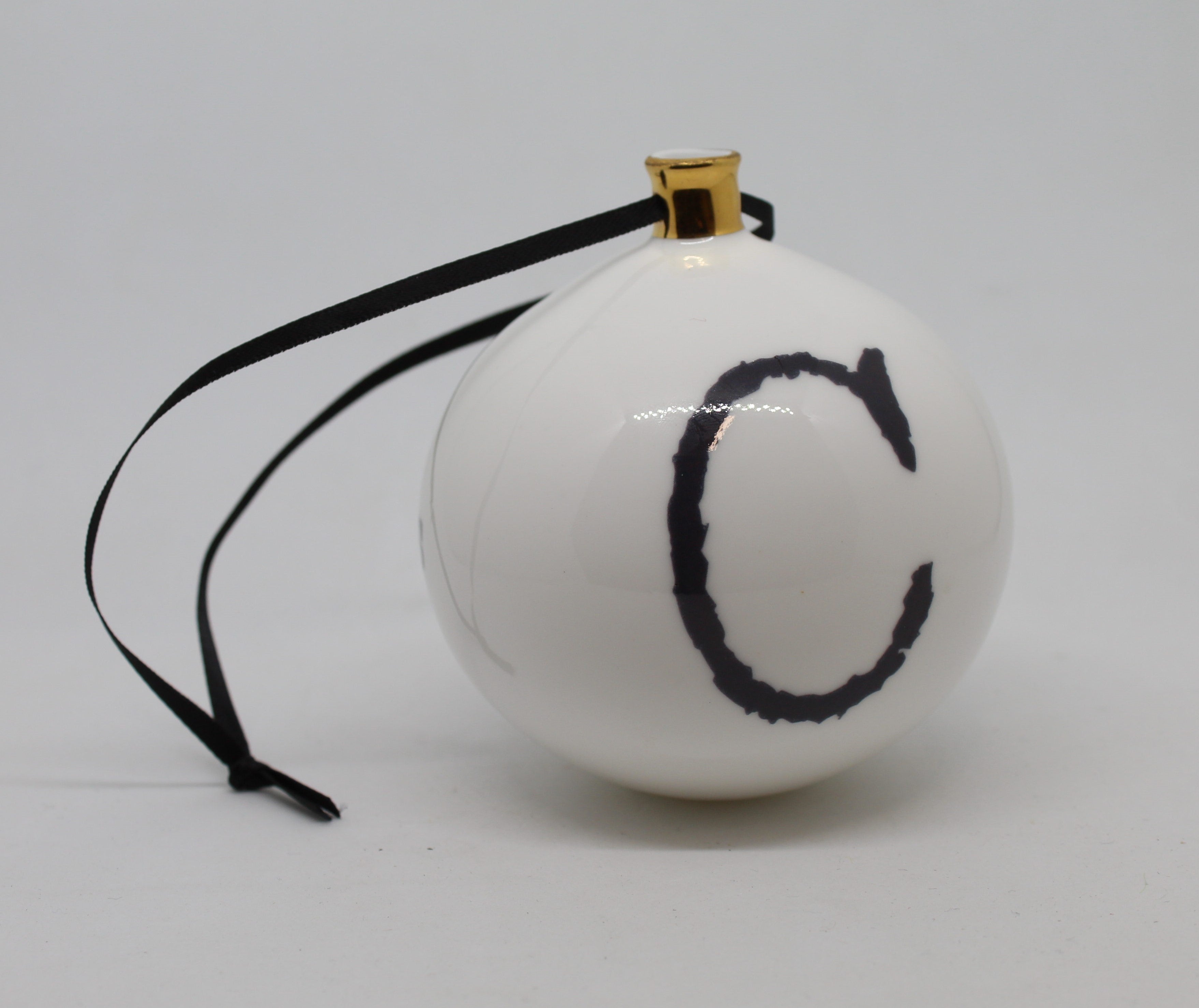Handmade fine bone china Bauble - C for Christmas