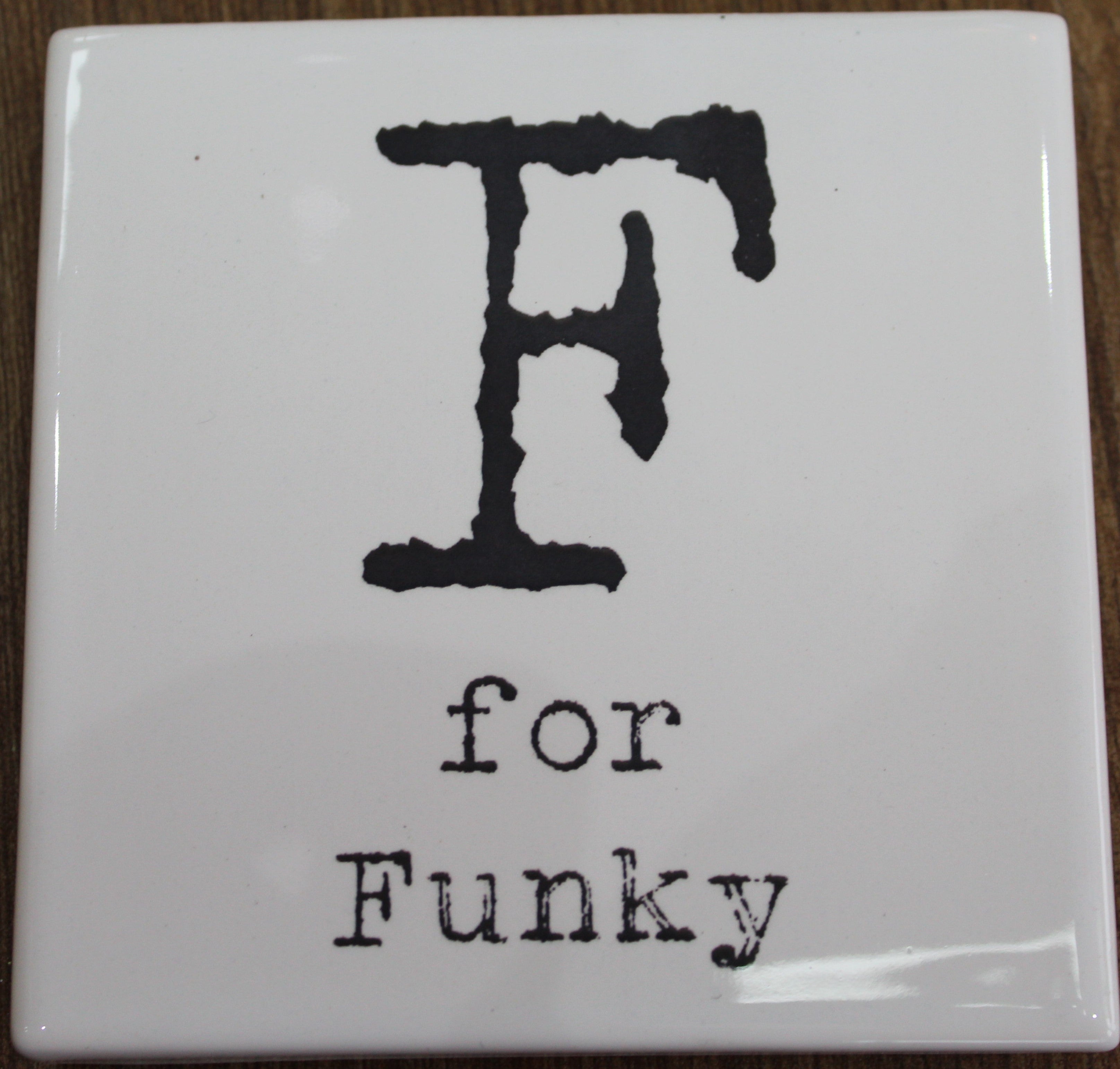 Letter Ceramic Coasters - F For