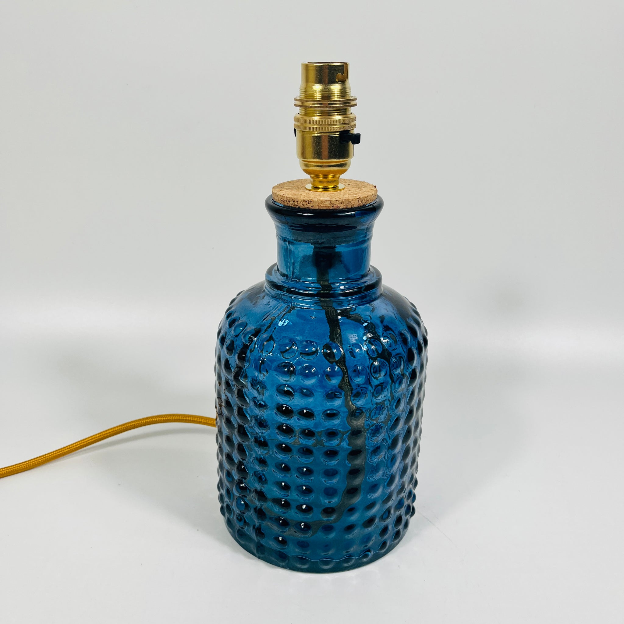 Bubble Glass Lamp - Navy With Black Flex