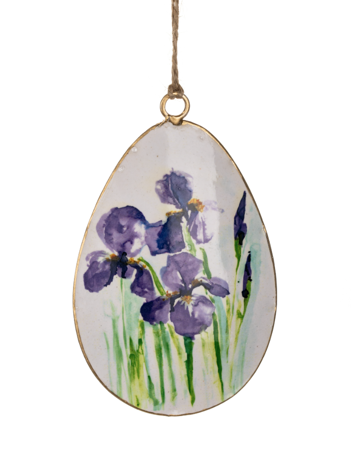 Metal Egg Shape Hanging Decoration - Iris