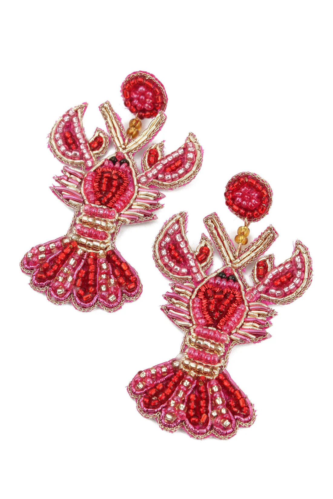 Lobster Love Beaded Drop Earrings