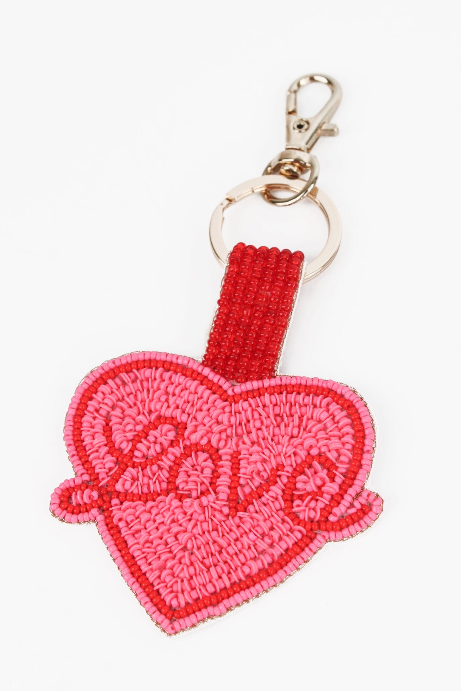 Love Heart Pink And Red Keyring/Bag Charm