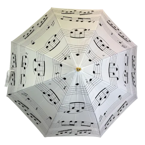 Large Music Notes Umbrella - White Stick