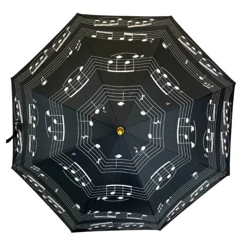 Large Music Notes Umbrella - Black Stick