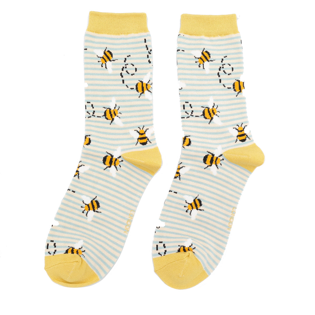 Ladies Bamboo Socks  - Bees Stripes