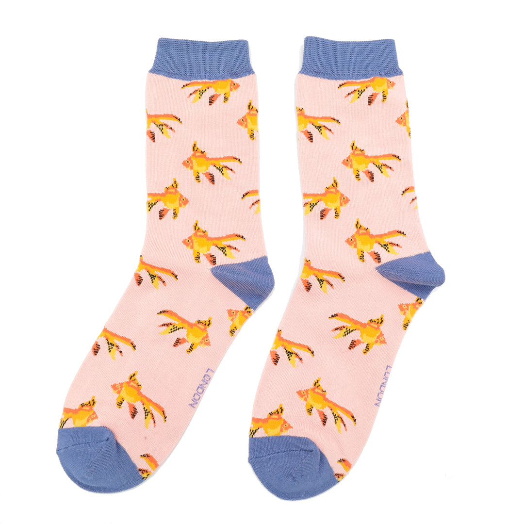 Ladies Bamboo Socks Goldfish - Dusky Pink