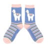 Ladies Bamboo Socks - Llama Stripes