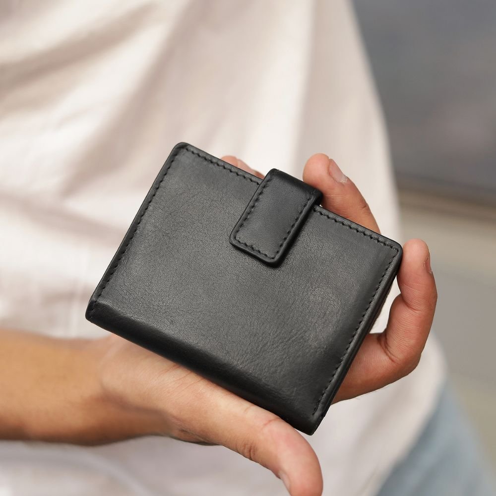 Leather Credit Card Holder - Aldo Tuscan - Black