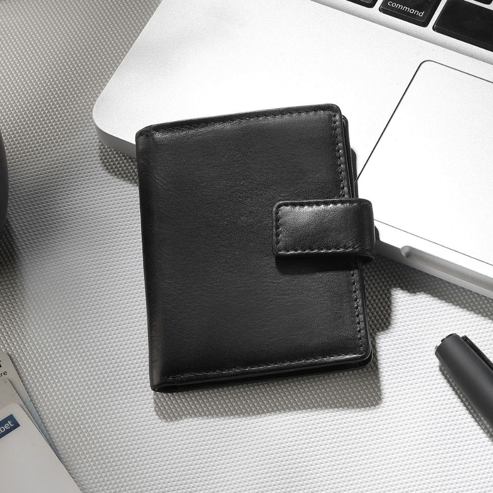 Leather Credit Card Holder - Aldo Tuscan - Black
