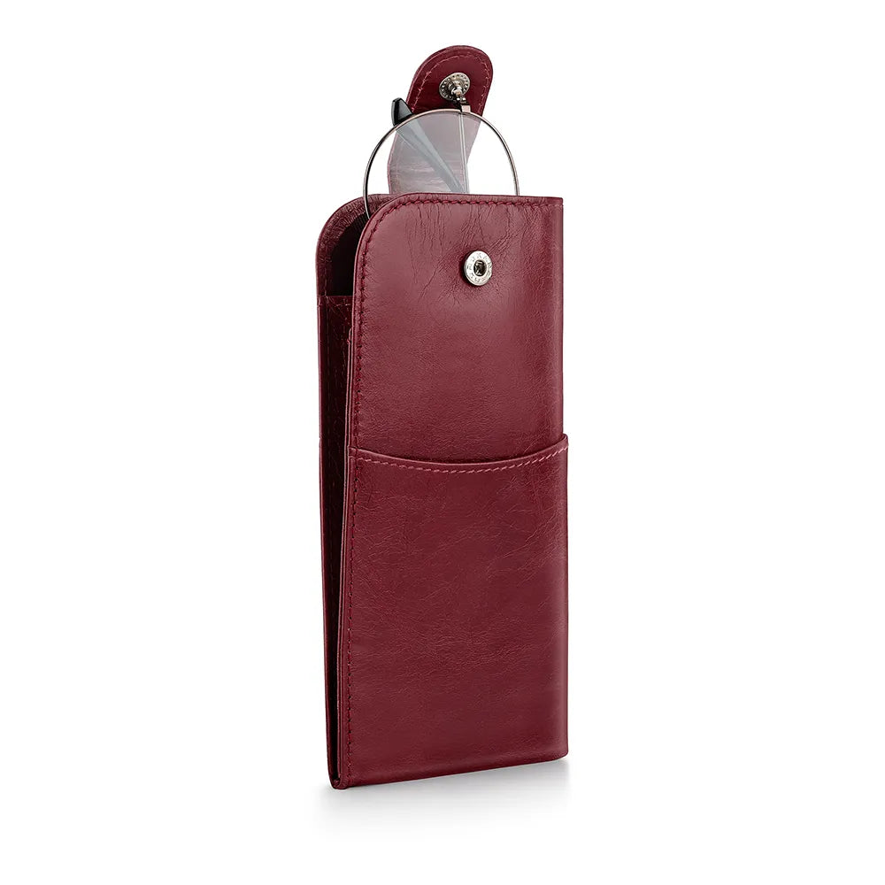 Leather Glasses Case - Maroon