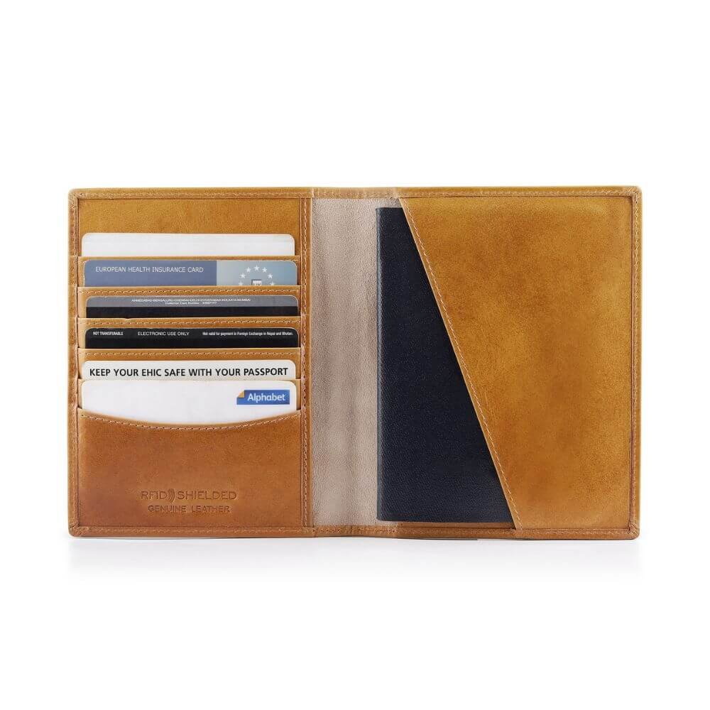 Leather-Lined Passport Wallet Sebastian Mayfair - Tan